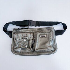 The Sak Unisex Leather Belt Bum Fanny Pack Crossbody Waist Bag Silver Gray